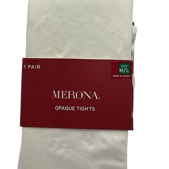 Merona Opaque Tights M/L Nylon/Spandex White - Picture 1 of 2